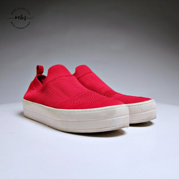 J/Slides Hilo Knit Platform Slip On in Red Women Size 8.5 - Picture 2 of 14
